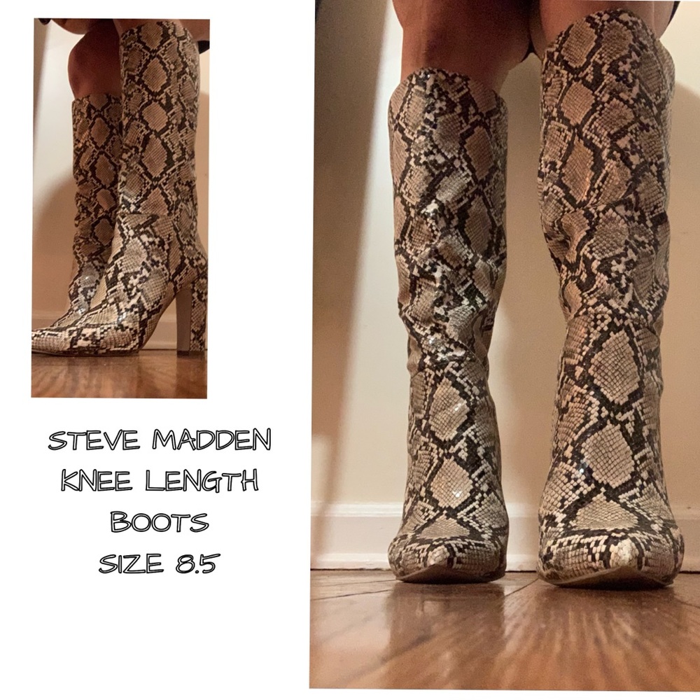 Steve Madden Knee High Snakeskin Boots